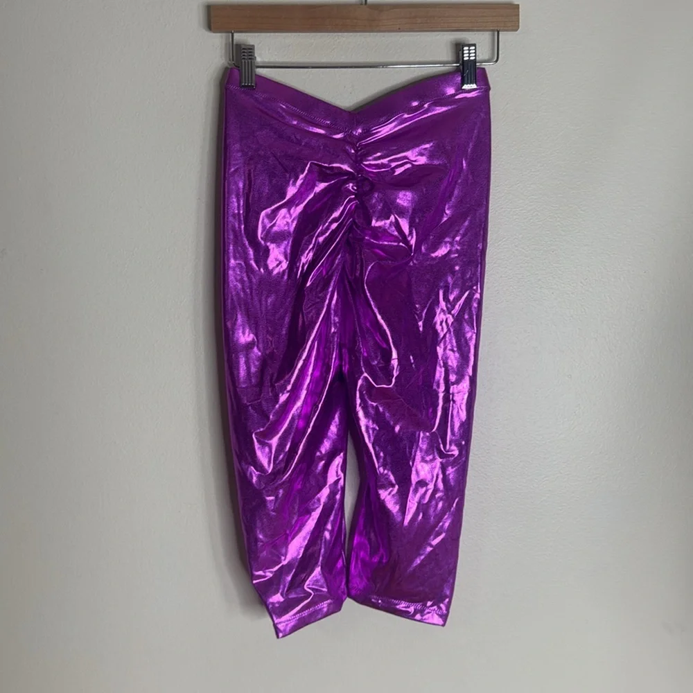 Skims Metallic Swim V Waist Pants In Dragonfruit Size small festival rave beach